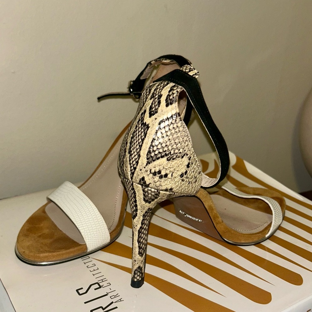 Elegant Snake Print Heels with White Strap